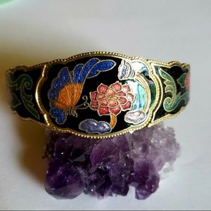 Vintage Cloisonne Butterfly bracelet cuff